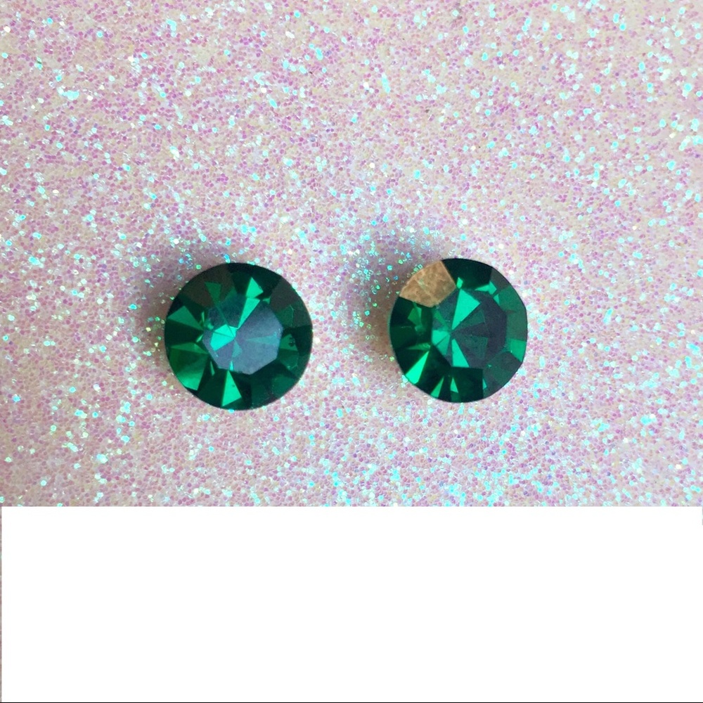 Vintage Green Crystal Stud Holiday Earrings